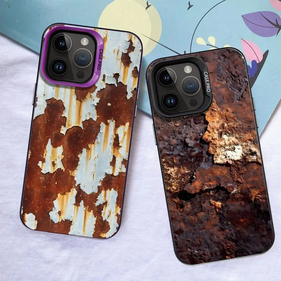 Funda para iPhone 12 XR 16e 15 Plus 16 17 Pro Max 17Air XS 14 13 11 Funda trasera para teléfono Diseño Retro oxidado