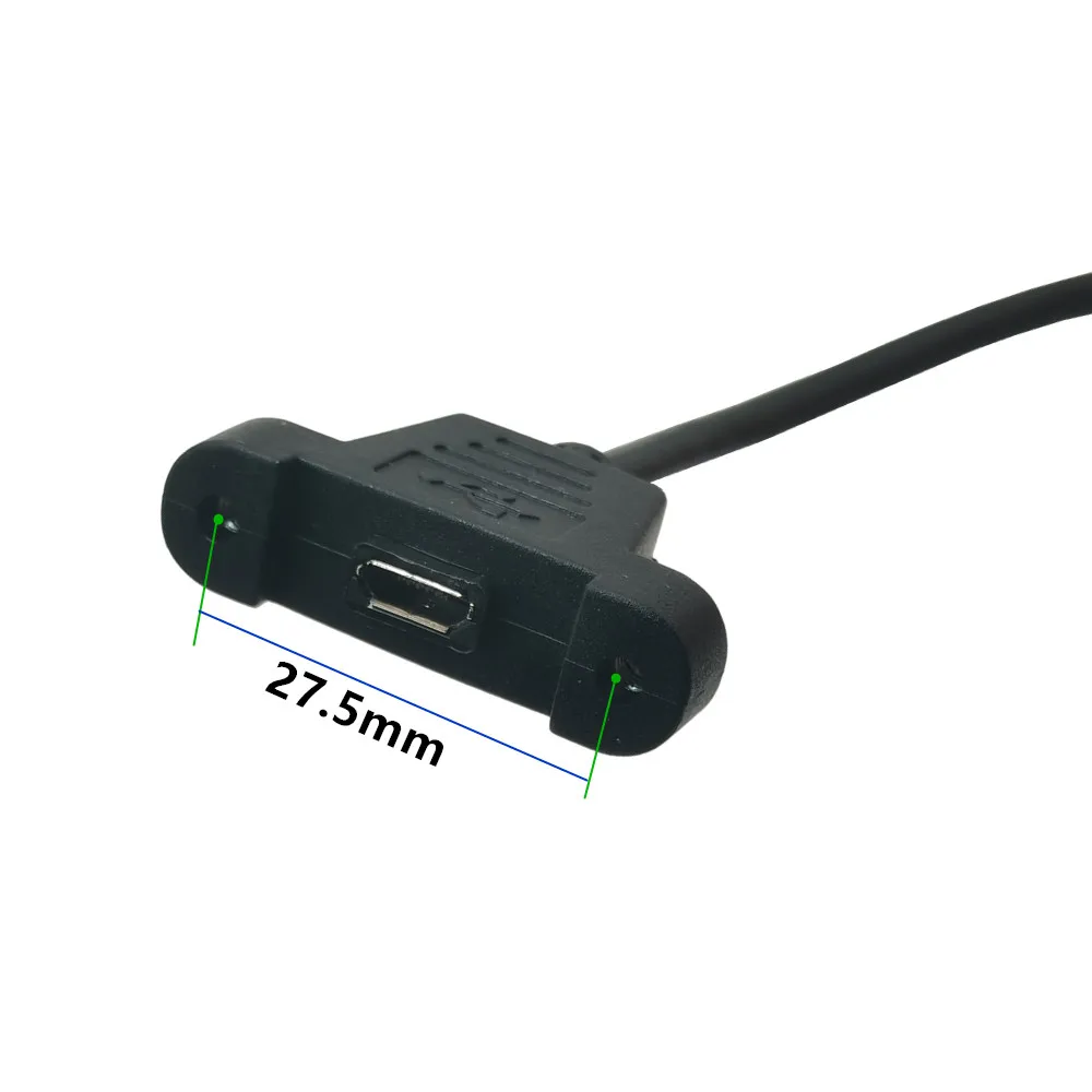 Extensor de extensión Micro USB hembra a Micro USB macho F/M Cable corto de carga de fecha negro 30CM 50CM puerto de enchufe de montaje en Panel USB - imagen 3