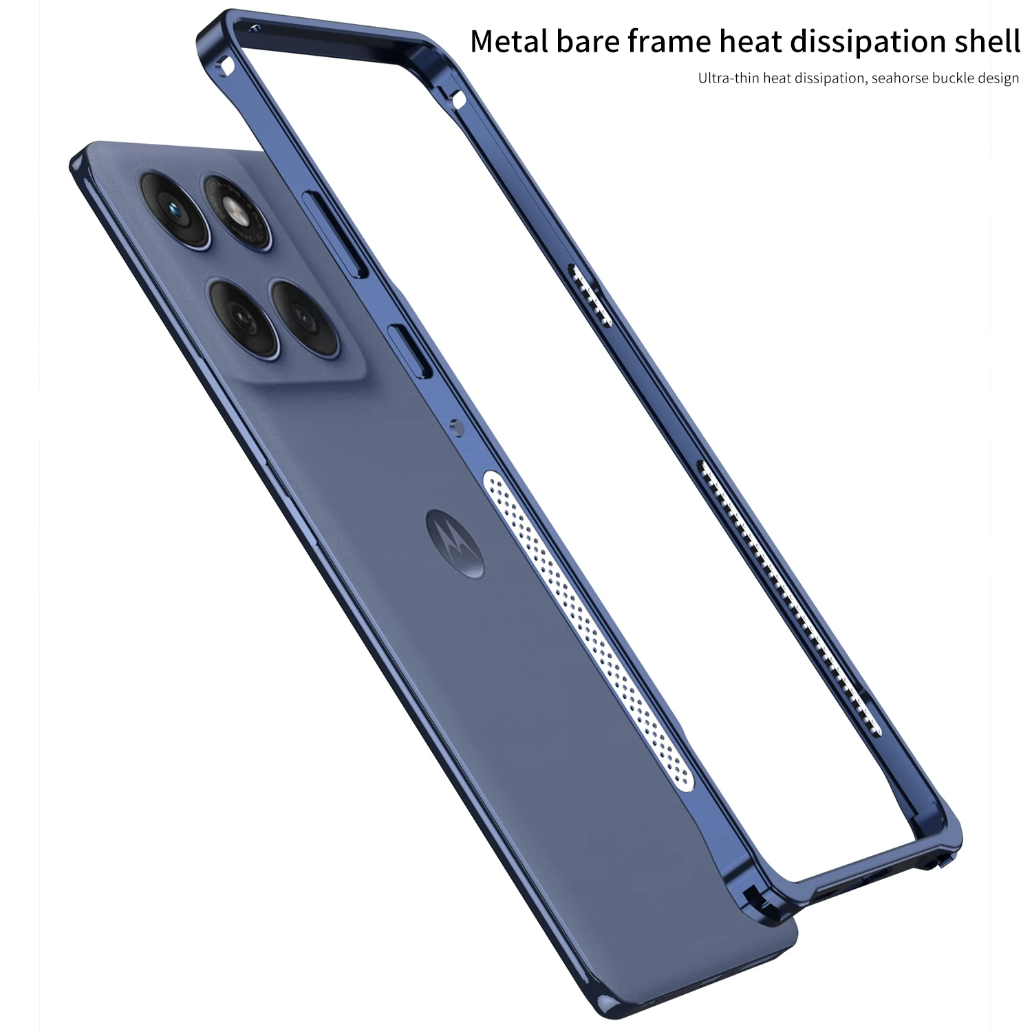 Funda con marco de Metal para Moto Edge 60 Pro 60S, cubierta ultrafina con diseño de hebilla de caballito de mar y disipación de calor para Motorola Edge60 Pro 60S - imagen 3