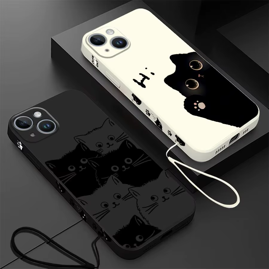 Funda de teléfono con Gato Negro de dibujos animados para Redmi 9T, funda suave de TPU, 8, 9, 10, 9A, 9i, A1, A2, 10C, 12, K40 Pro, K60 Ultra - imagen 3