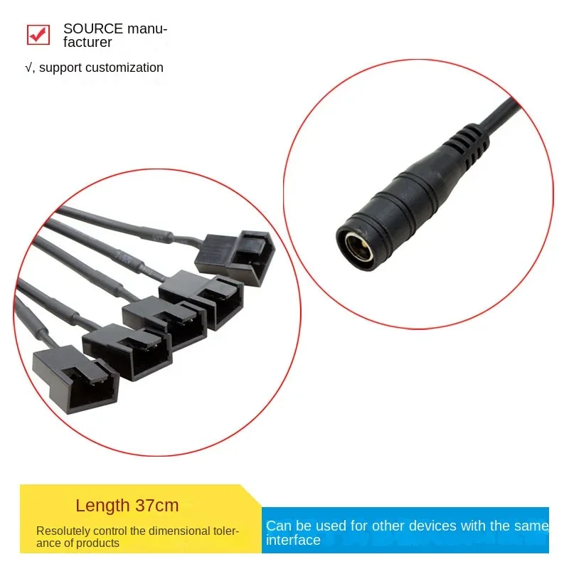 DC 5,5 mm x 2,1 mm hembra a ventilador PWM de 4 pines 2 3 4 5 piezas adaptador cable conector de fuente de alimentación - imagen 3