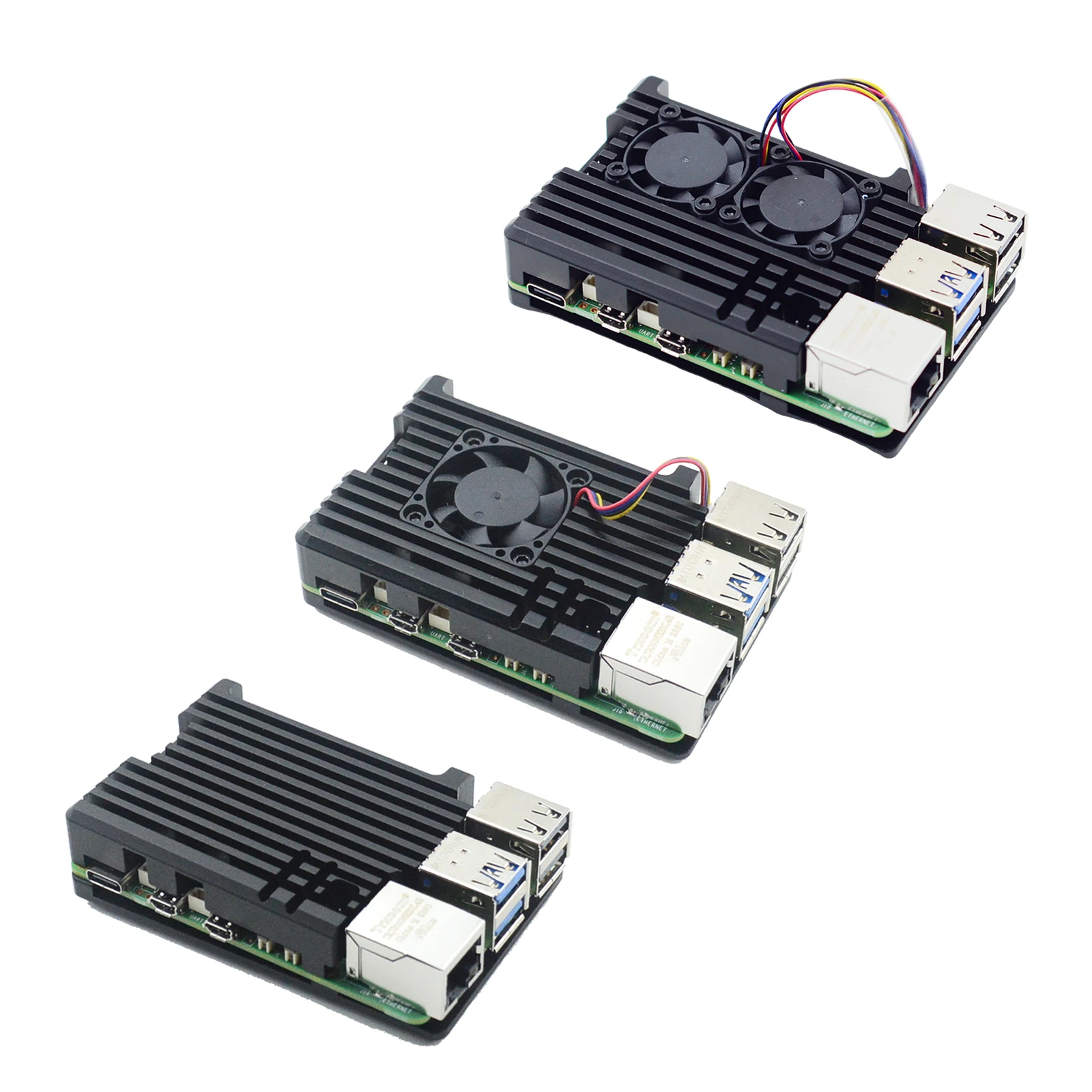 Caja Raspberry Pi, carcasa de aleación de aluminio, caja de protección de refrigeración con ventilador 1/2 PWM adecuada para Raspberry Pi 5.