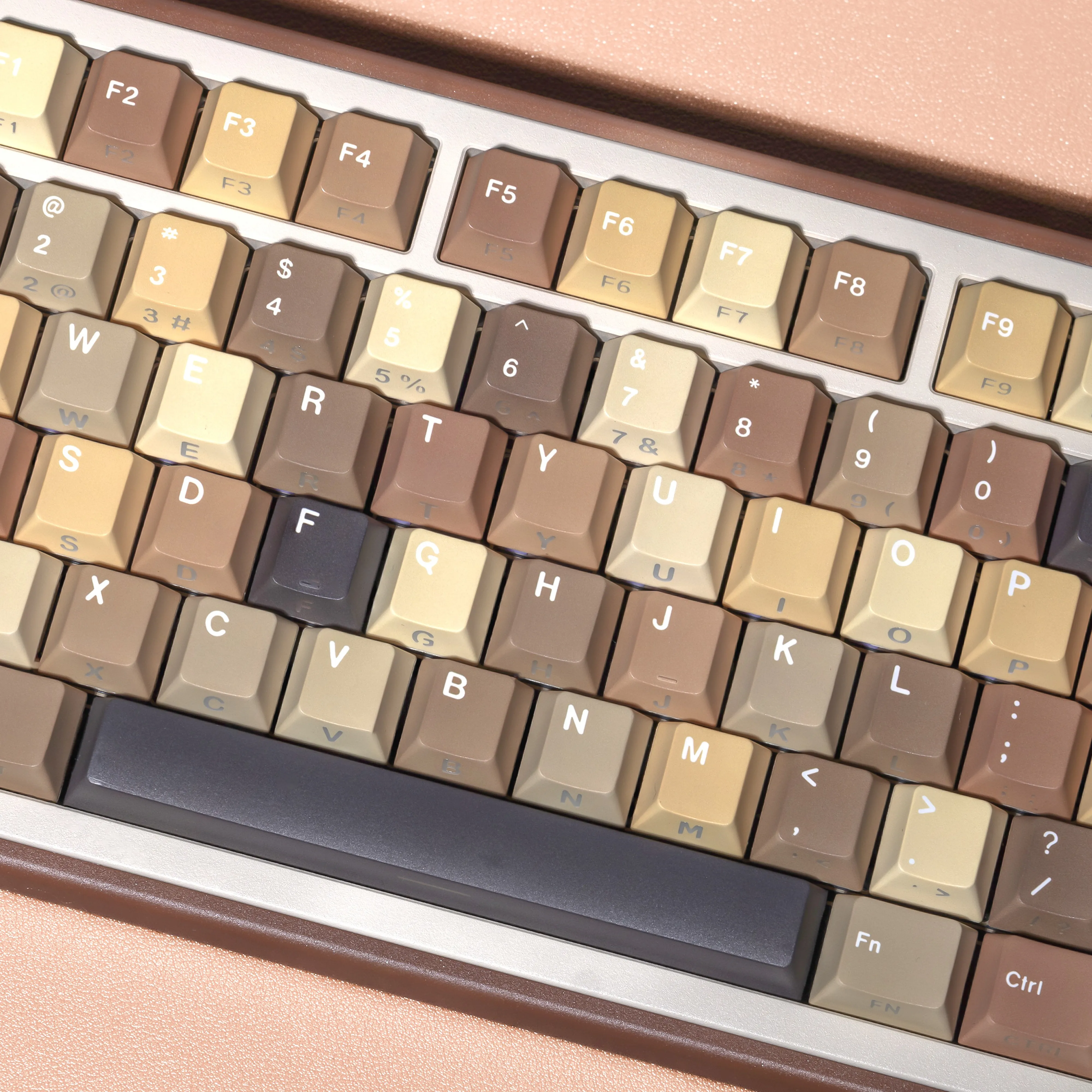 Teclas con doble impresión, teclas DE perfil cereza PBT café, 131 teclas DE/FR/KR/EN/ES/AR/JP ISO, diseño para teclado mecánico divertido 60 - imagen 5