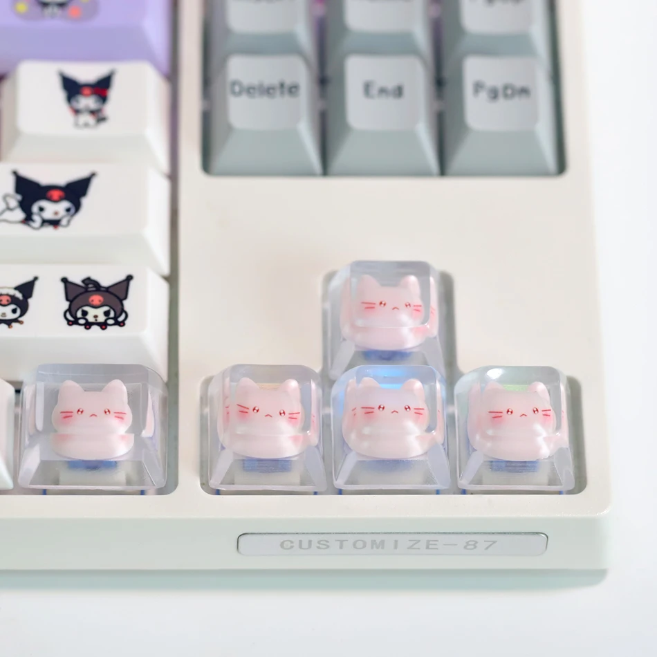Diy transparente gato Keycap para teclado mecánico Cherry Axis diseño personalizado teclas de dirección lindo 1U/1.25U tapas de juego personalizadas - imagen 5