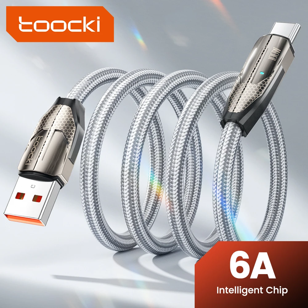 Toocki 6A Cable USB tipo C 100W carga rápida para Huawei P50 Mate50 Mate40 Nova Series Honor Xiaomi Realme Redmi POCO Cable de datos