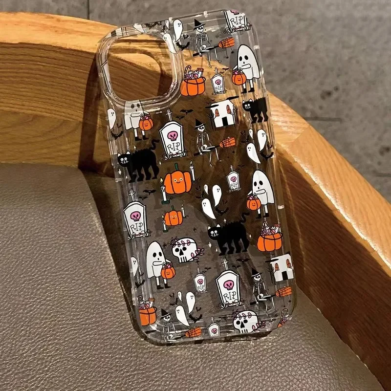 Funda de teléfono transparente con Airbag de fantasma de calabaza de Halloween para Xiaomi Poco X6 F5 X3 Pro Mi 13 12 11 Lite 5G 14 12T 13T Pro - imagen 4
