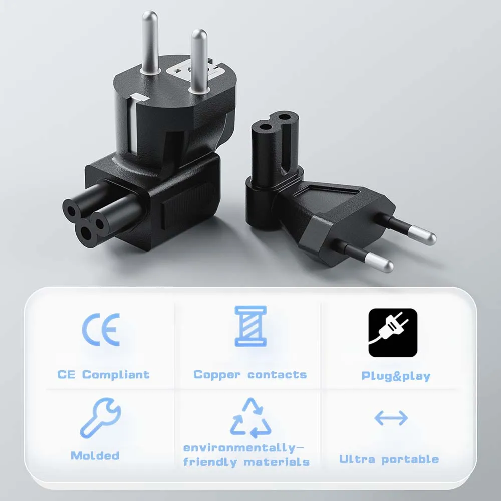 Adaptador de enchufe de Cable de alimentación de la UE enchufe de la UE a IEC320 C5 enchufe adaptador de hoja de trébol CEE 7/16 a C5 CEE 7/7 EURO SCHUKO a -IEC5 - imagen 5