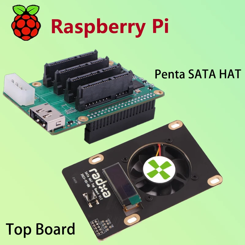 ROCKPI Penta SATA HAT Kit de placa superior hasta 5 discos SATA HAT para Raspberry Pi 5 y ROCK Pi