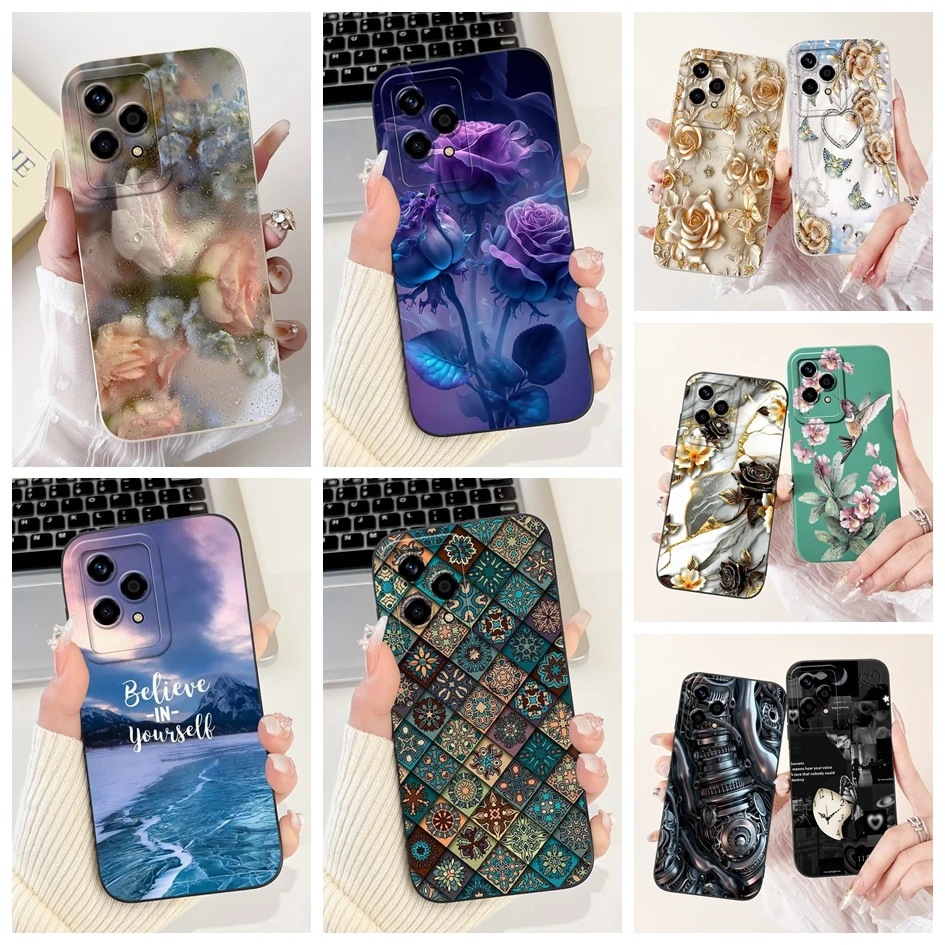 Para Honor 200 Lite 5G funda de LLY-NX1 funda de teléfono moda flor puesta de sol funda de silicona suave TPU parachoques para Honor 200Lite fundas