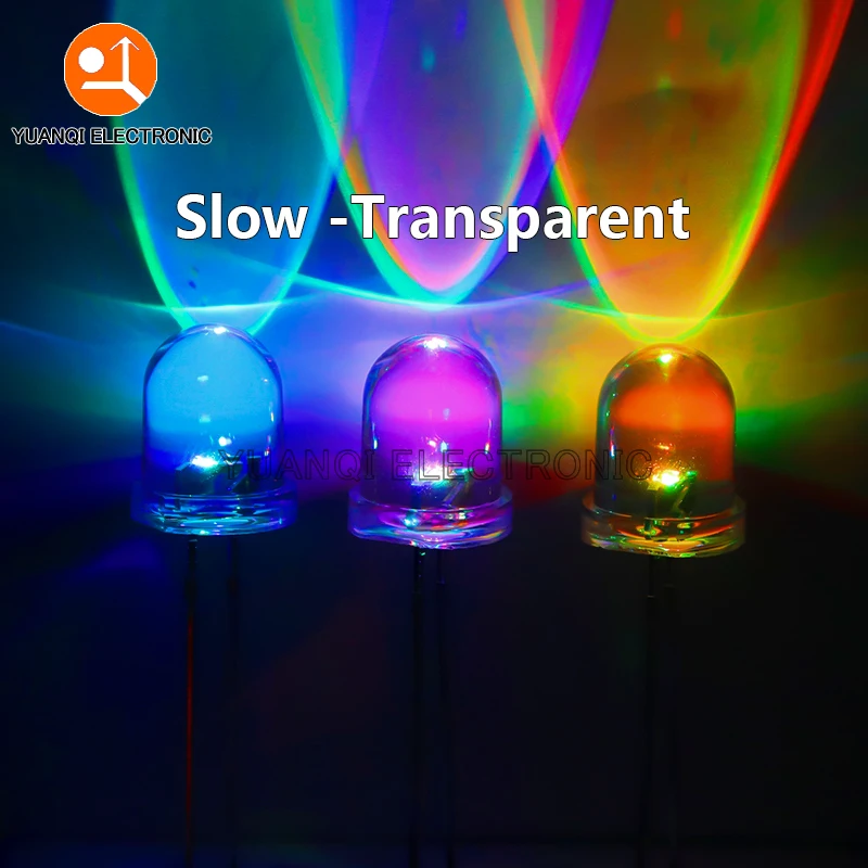 10 Uds F8 8mm rápido/lento RGB Flash rojo verde azul Arco Iris diodo emisor de luz multicolor LED redondo Kit de bricolaje a todo Color - imagen 4