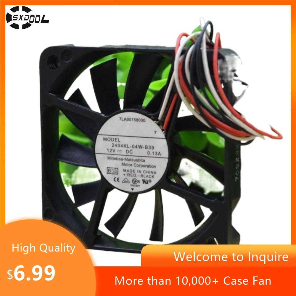 Para NMB 6cm Ultrafino 6010 12V 0.13A Ventilador con cubierta 2404KL-04W-B39 Refrigeración de PC, carcasas pequeñas de diseño compacto