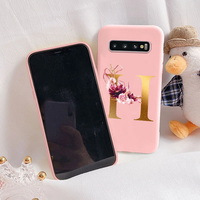 Para Samsung Galaxy S10 S10E S 10 Plus funda flor letra dorada A Z a prueba de golpes funda de teléfono de silicona suave para Samsung S10 S10 + bolsas - imagen 3