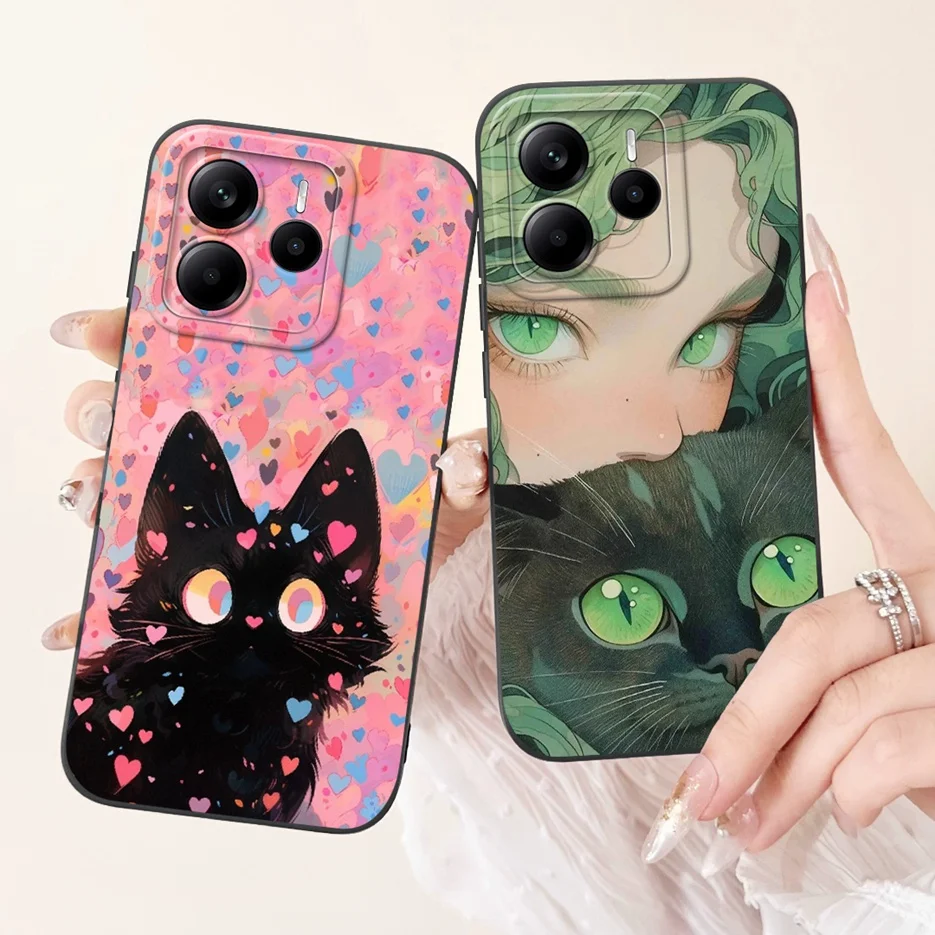 Para Xiaomi Redmi Note 14 4G 5G funda de lujo con flores de dibujos animados funda de teléfono suave de TPU para Redmi Note 14 Note14 5G bolsas de cubierta trasera - imagen 2