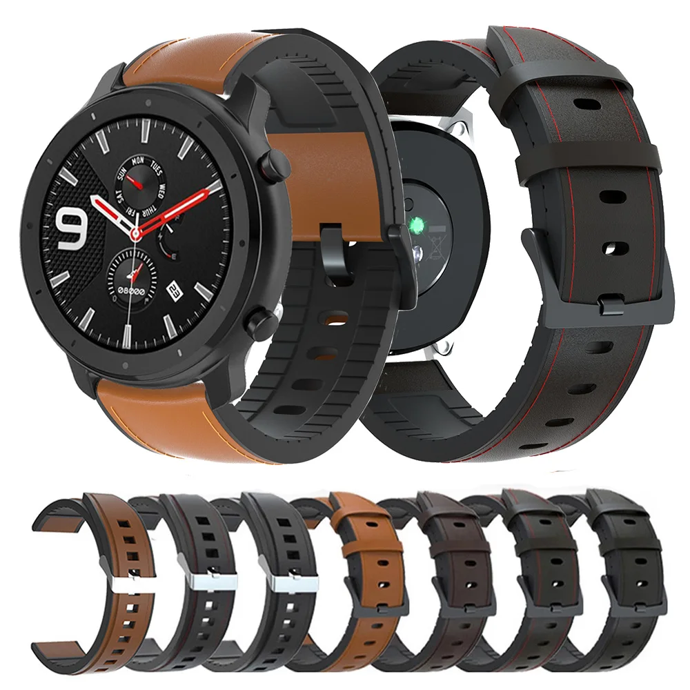 Correa de cuero de silicona de 20mm 22mm para Huami Amazfit GTR 42mm 47mm GTR 4/3/2 correa de repuesto para Huawei Watch GT 2 GT3