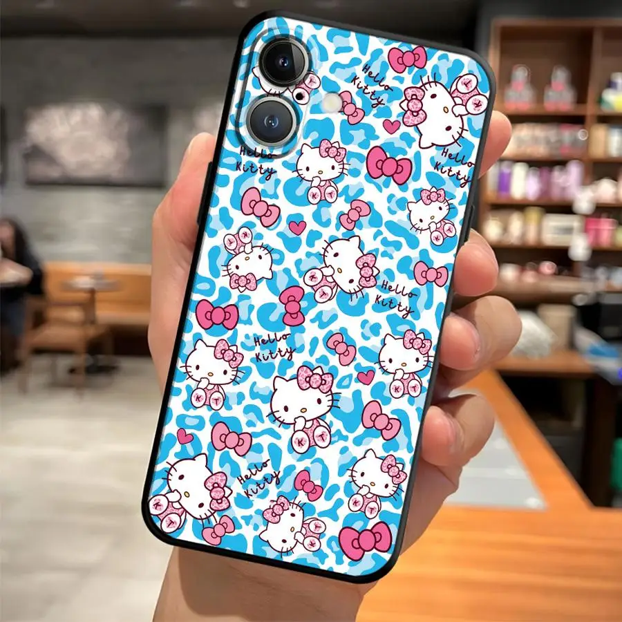 Funda de muñeca bonita de dibujos animados para iPhone XR 13 12 11 17 Pro Max XS Max 15 16 14 Plus 17Air 7 8 funda de teléfono suave negra - imagen 4