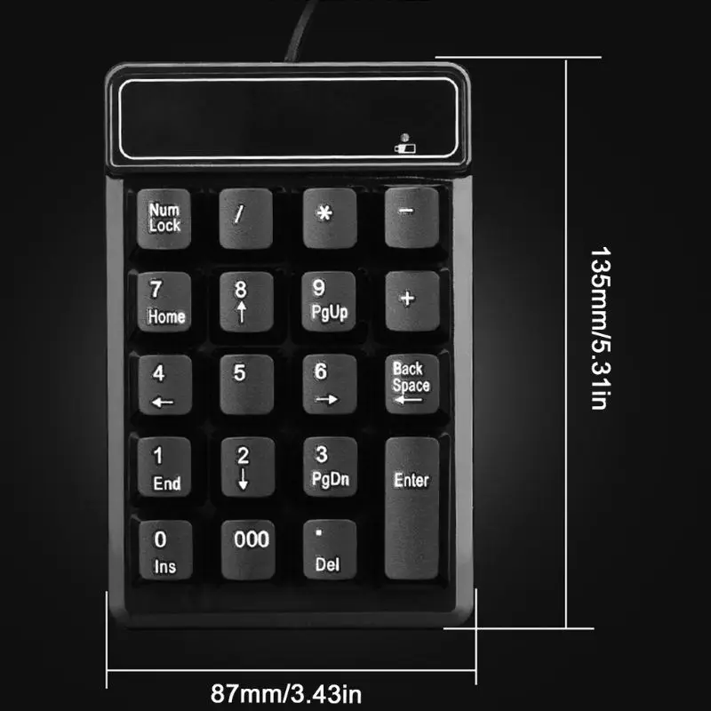 Teclado numérico con cable Mini USB, teclado numérico Digital de 19 teclas para Windows XP/7/8, portátil, PC, accesorio de ordenador - imagen 2