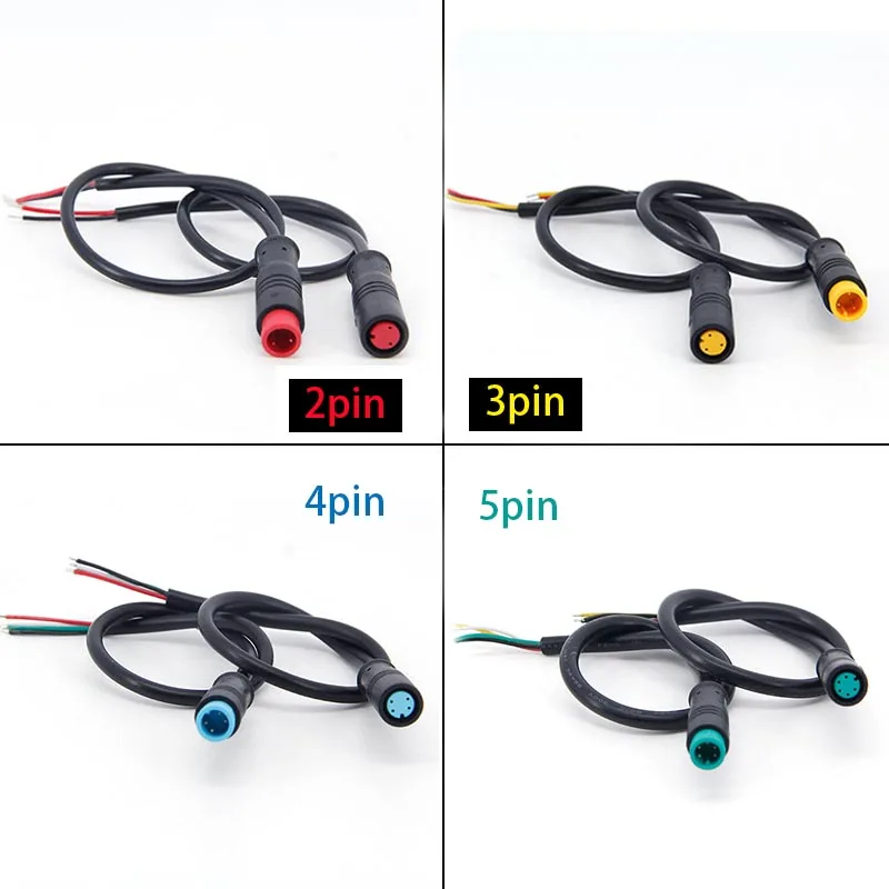 Conector macho + hembra 2 3 4 5 6 pines M8 Cable conector impermeable para bicicleta eléctrica Cable opcional accesorios para bicicleta eléctrica