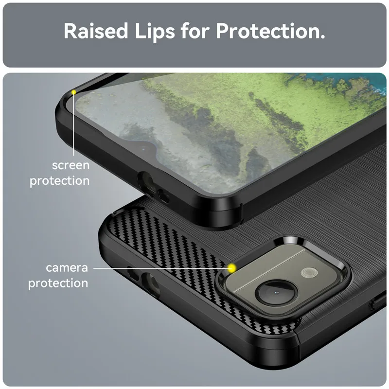 Funda de silicona a prueba de golpes para Nokia C110, cubierta de fibra de carbono de 6,3 pulgadas para Nokia C110, C100, C200, C300, C32, C31 - imagen 4