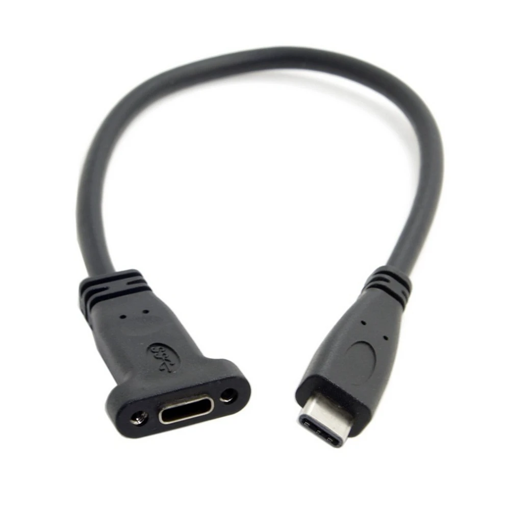 Cable USB-C USB 3.1 tipo C macho a hembra de 0,2 M con orificio para tornillo de montaje en panel 0,2 M - imagen 2