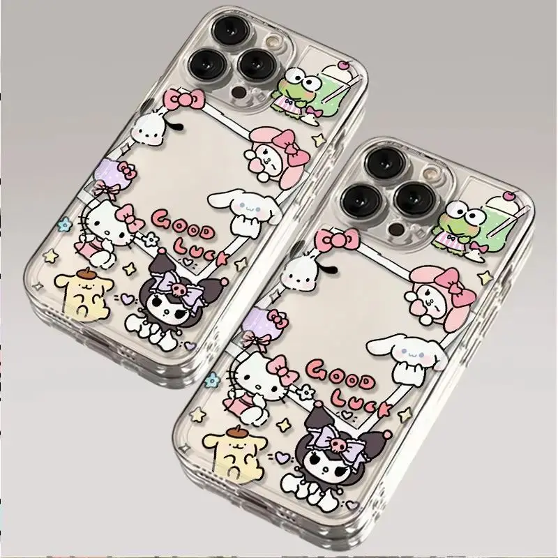 Funda de teléfono Sanrios Kuromis y Hellos Kittys para iPhone 16 15 14 13 12 11 Mini Pro Max X XR XSMax 8 Plus SE20 cubierta transparente - imagen 3