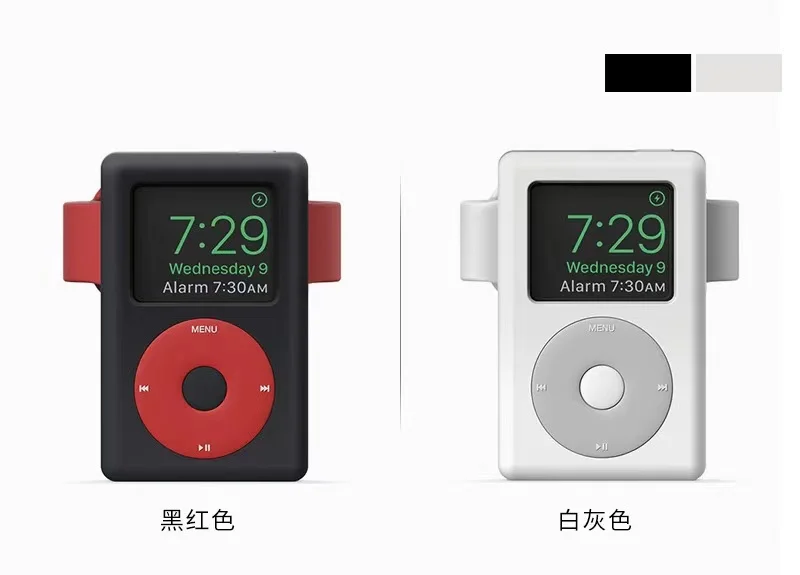 Soporte de cargador para reloj inteligente, Base de carga de escritorio de silicona con patrón de reproductor de MP3 Retro para Apple Watch 8 7 6 5 4 3 2 1 Se - imagen 4