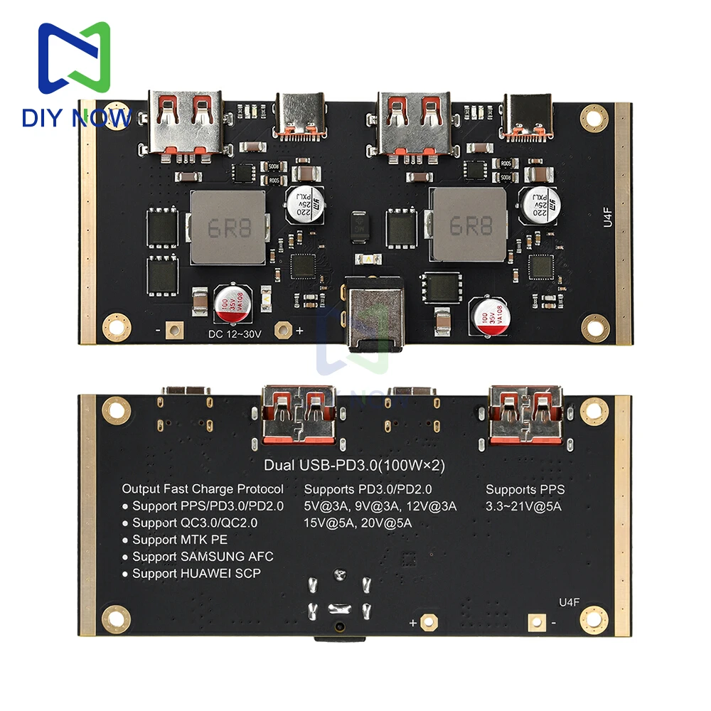 Módulo de carga rápida PD 100W de 2 vías DC 12-30V 100W módulo de carga rápida inteligente multiprotocolo compatible con PD QC SCP AFC VOOC - imagen 2
