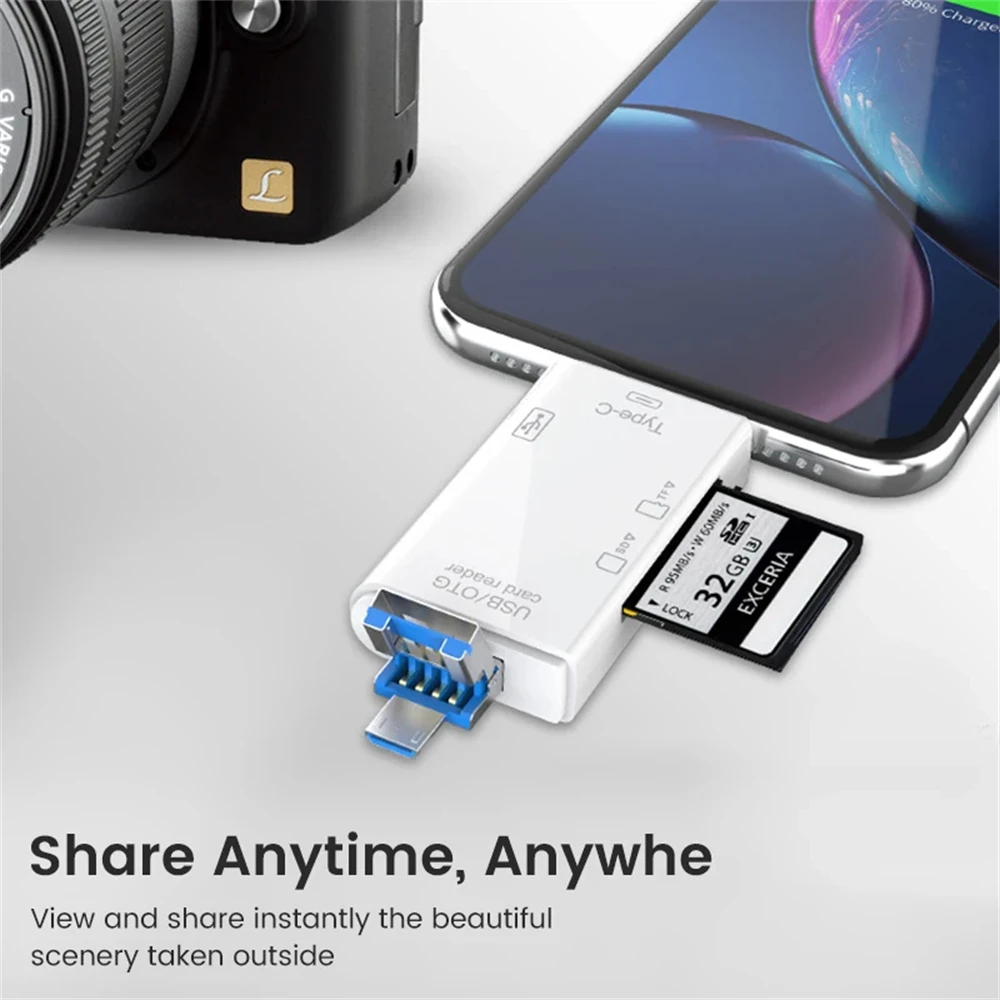Lector de tarjetas OTG tipo C SD TF 6 en 1 USB 3,0 adaptador de unidad Flash Micro USB 5Gbps lector de tarjetas multifuncional de transferencia de alta velocidad - imagen 4