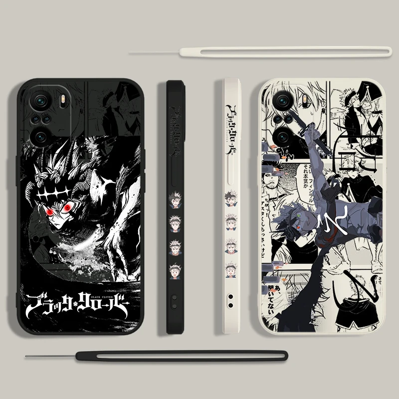 Trébol negro Asta para Xiaomi Redmi Note 13 12 12Pro 11 11S 11T 10S 10 Pro Plus 5G funda de teléfono con cuerda izquierda líquida - imagen 5