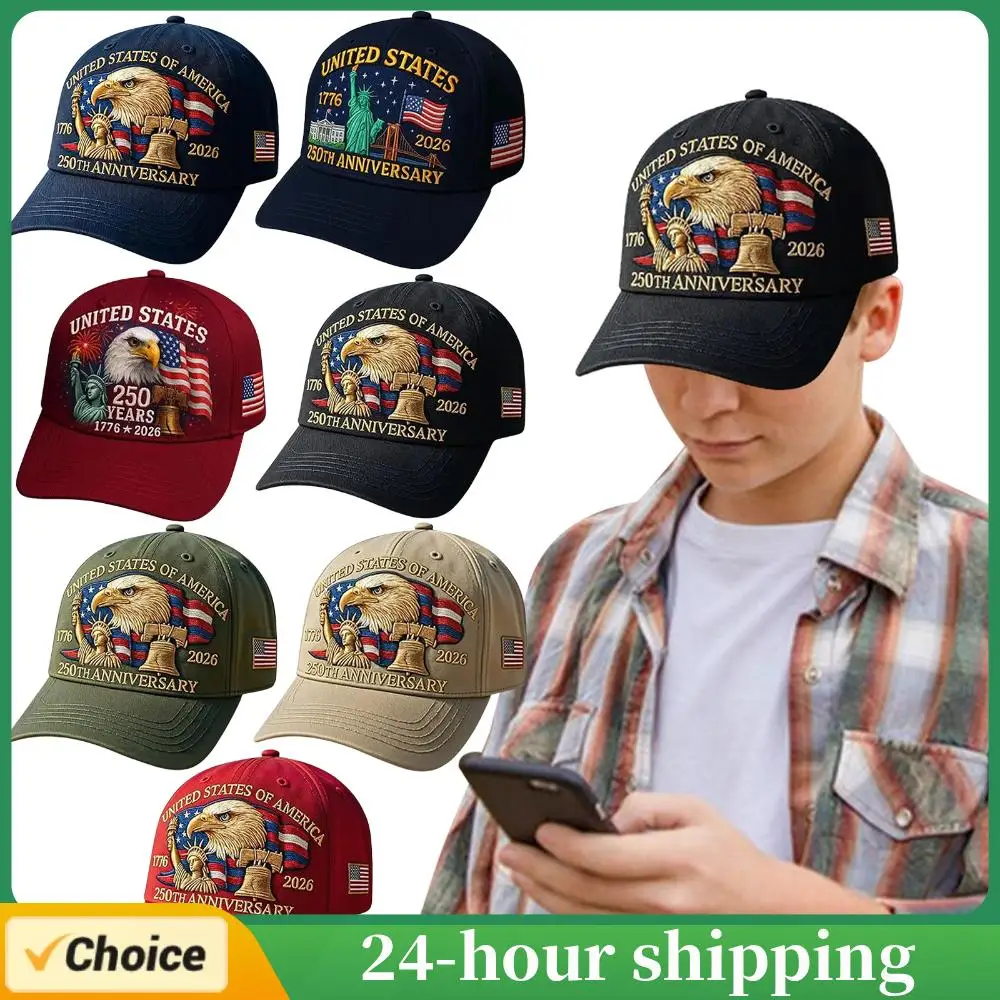 Gorra del 250 aniversario de EE. UU. Gorra patriótica lavada retro Sombrero de camionero Sombreros para el sol al aire libre Sombrero deportivo Gorras de béisbol transpirables para hombres y mujeres