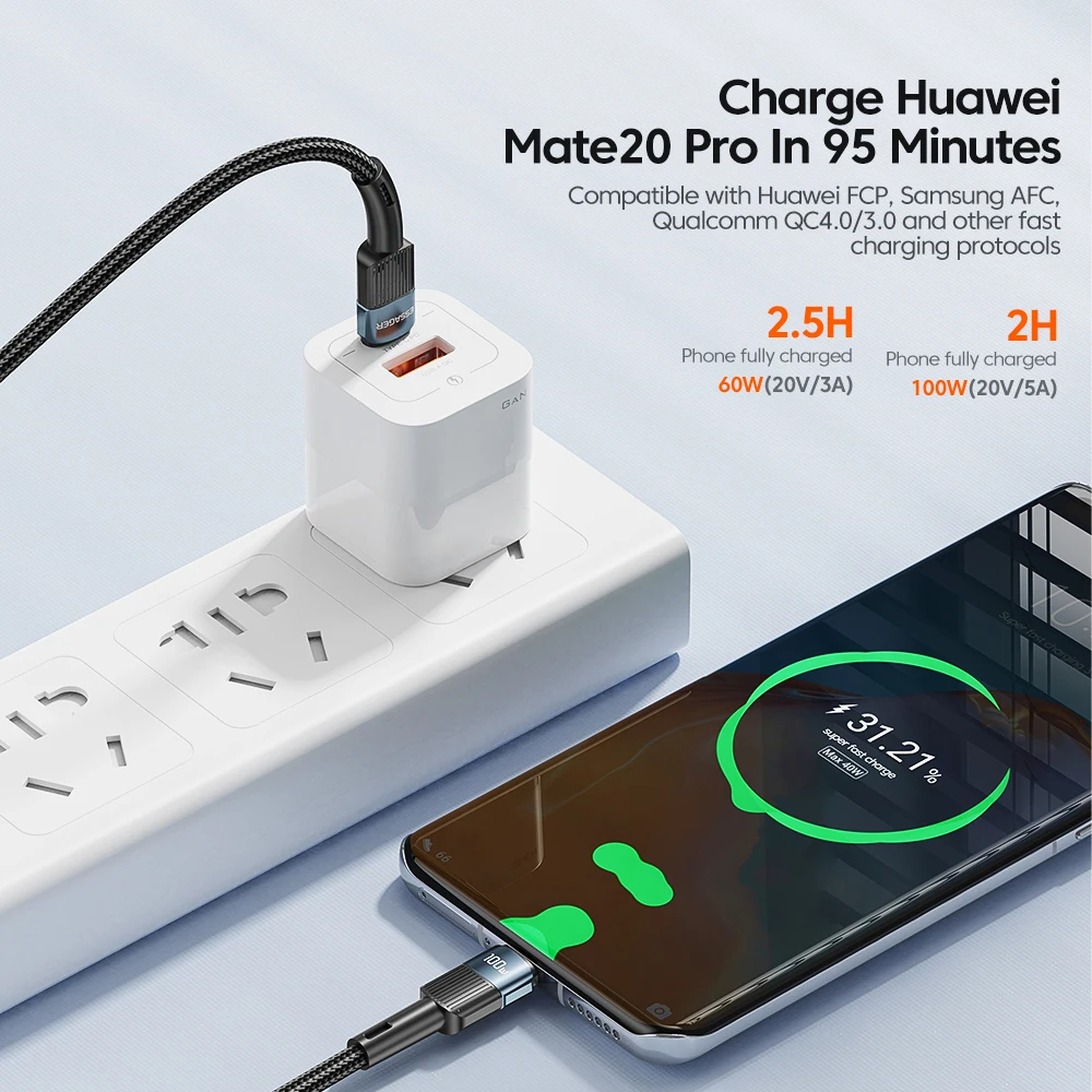 Essager Cable USB-C 100W Power Delivery Carga Rápida - imagen 5