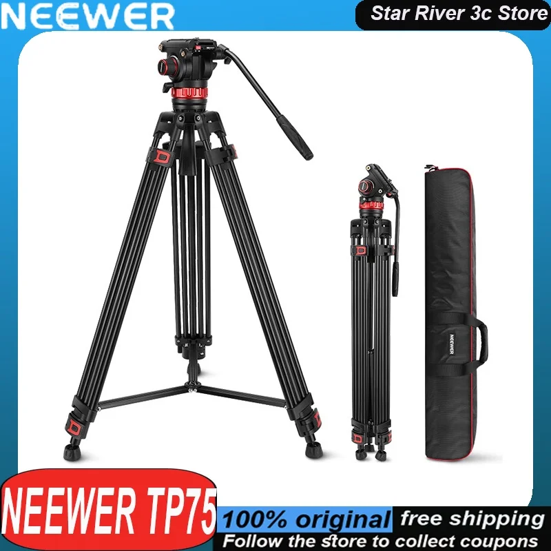 NEEWER TP75 trípode de cámara profesional cardán de amortiguación hidráulica vista panorámica de 360 grados trípode personalizado accesorios de fotografía