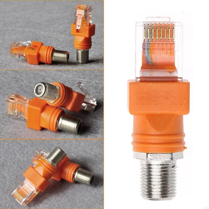 F3KE RF a RJ45 Convertidor F a RJ45 macho Adaptadores acopladores barril coaxiales - imagen 4