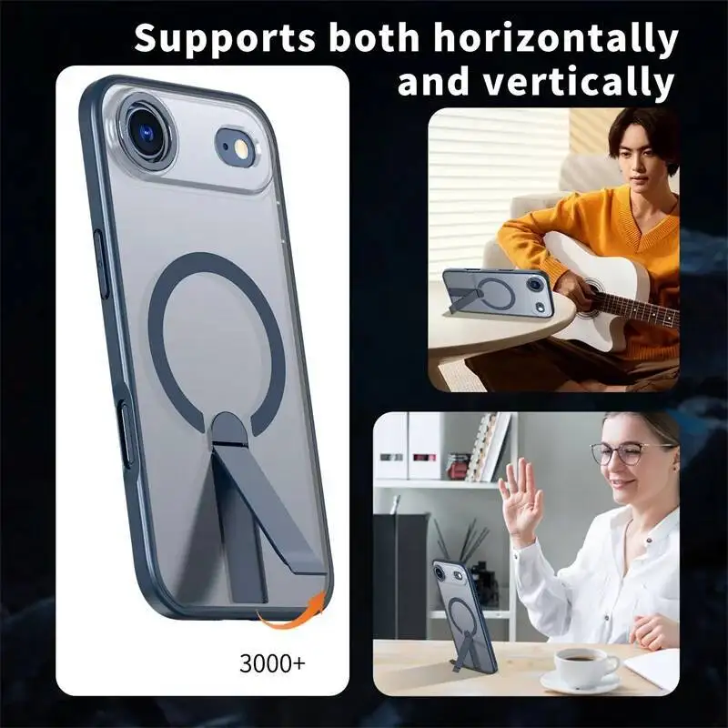 Funda magnética con soporte de lujo para iPhone 17 Air pro max, cubierta transparente con carga inalámbrica Magsafe - imagen 5