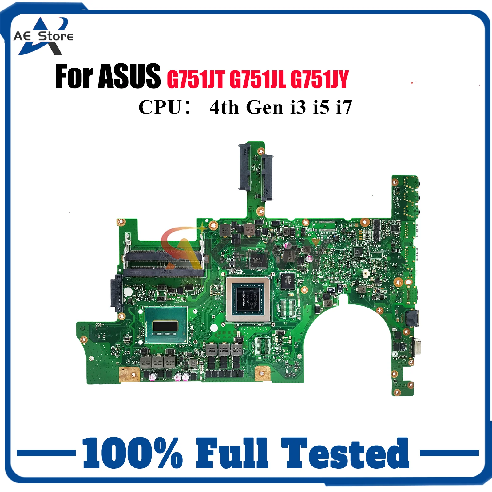 Placa base para ordenador portátil G751JL para ASUS ROG G751JY G751JL G751JT G751J placa base para portátil con CPU i3 i5 i7 100% pruebas OK envío rápido