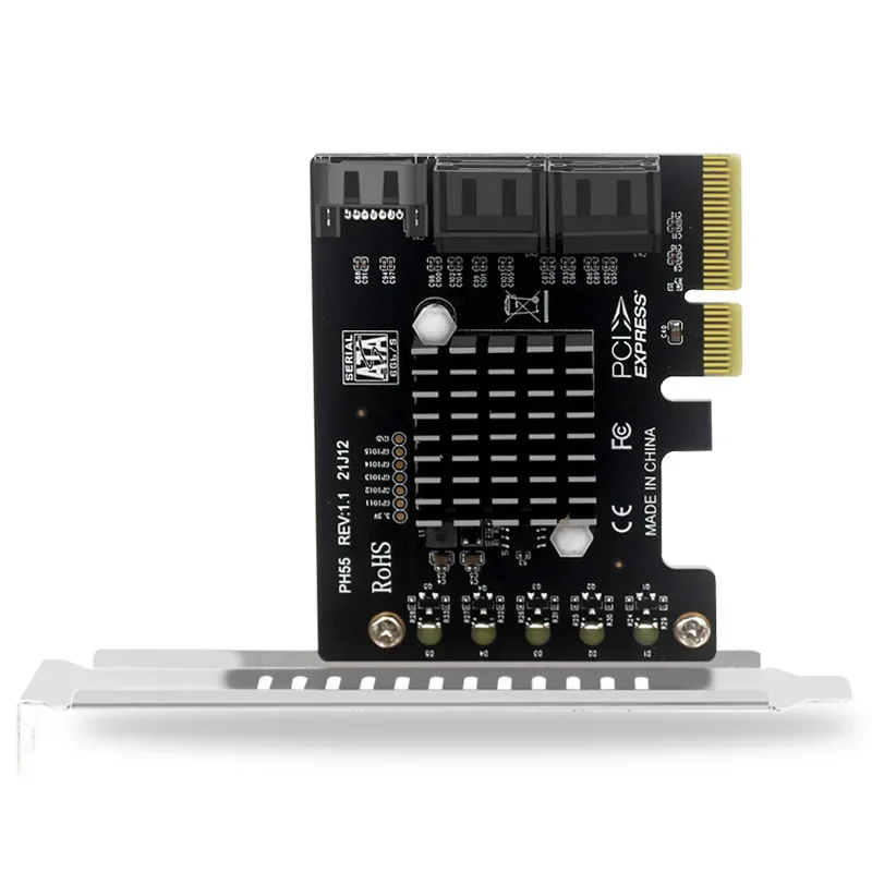 PCIe a 5 puertos SATA 3 III 3,0 6 Gbps SSD adaptador PCI-e 4x PCI Express X4 placa controladora tarjeta de expansión compatible con X8 X16 JMB585 - imagen 5