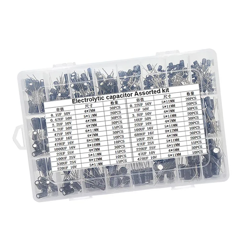 500 unids/set con caja 0,1 UF-1000 UF 24 valores condensadores electrolíticos de aluminio 10-50 V mezcla de condensadores electrolíticos Kit surtido - imagen 4