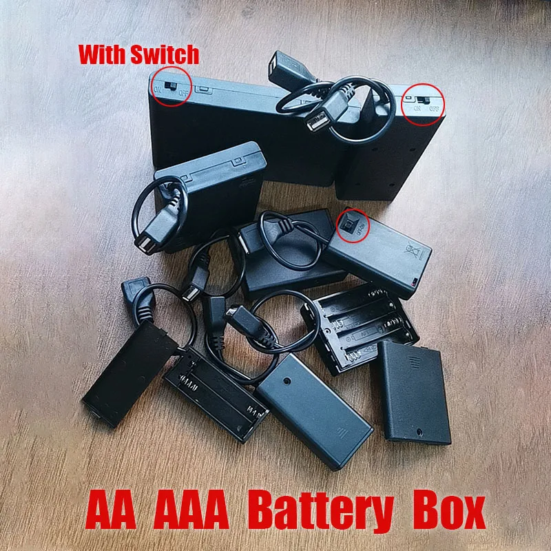 1 unidad 2/3/4/6/8 ranura 18650 AA AAABattery Holder caja de batería AA AAA caja de batería con cubierta con interruptor con puerto de alimentación USB DIY