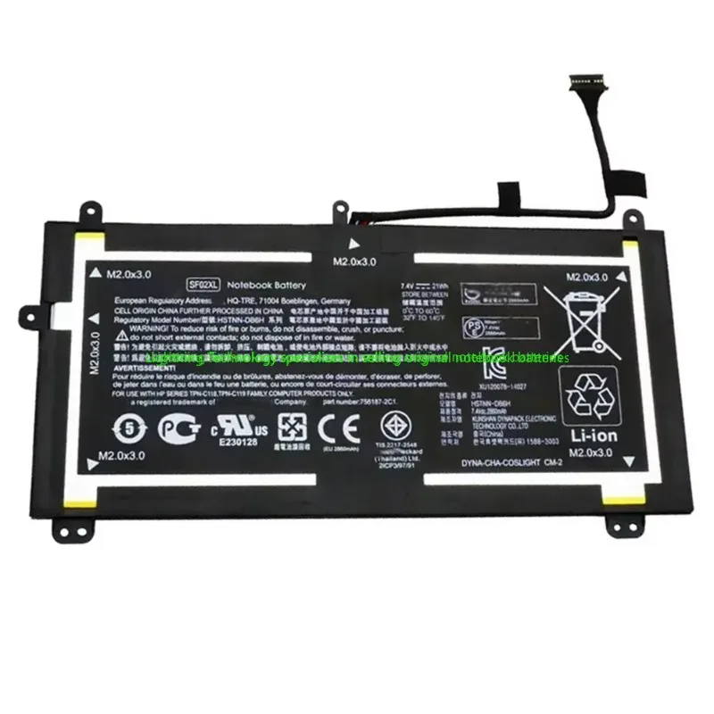 SF02XL 7,4 V 21Wh batería genuina para portátil para tableta HP HSTNN-DB6H 756187-2C1 756187-2B1 756417-001 TPN-C118 TPN-C119 - imagen 3