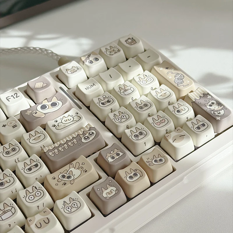 Juego de teclas con tema de pasta de frijol siamés, perfil PBT MOA, 130 teclas, teclas originales personalizadas hechas a mano para accesorios de teclado mecánico - imagen 5