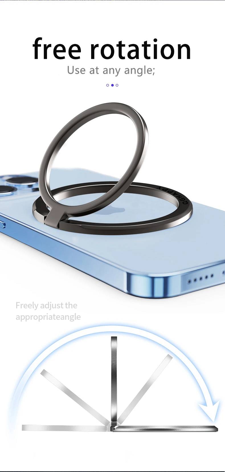 Soporte de teléfono con anillo magnético para teléfono móvil portátil MagSafe, soporte plegable con imán, soporte de agarre extraíble para soporte de iPhone - imagen 5