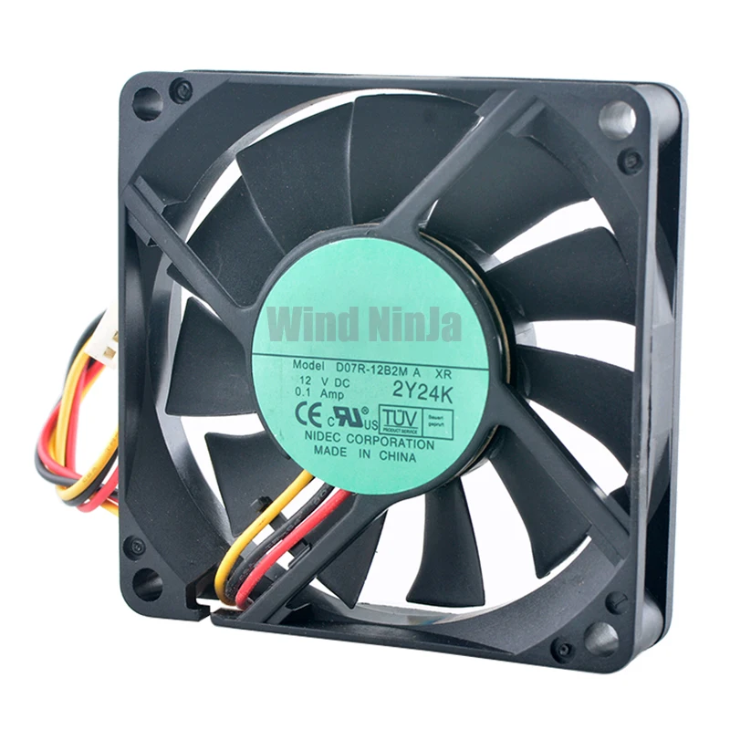 Ventilador de refrigeración con doble rodamiento de bolas, 7cm, 70mm, D07R-12B2M, DC12V, 0,10a, chasis de 3 pines, ventilador enfriador de CPU para Hardware de ordenador, tamaño 70x70x15mm - imagen 4