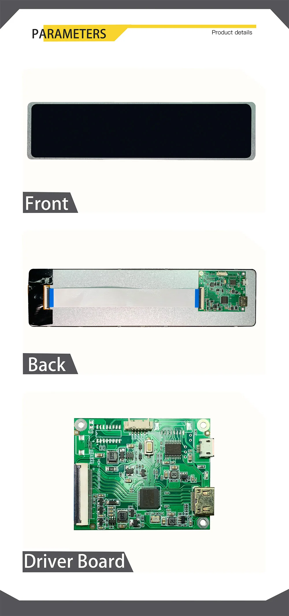 LESOWN Módulo LCD de barra ultraancha de 11,3 pulgadas MIPI 4LANE Mini HDMI 440x1920 módulo de pantalla IPS para PC portátil equipo de automatización - imagen 3