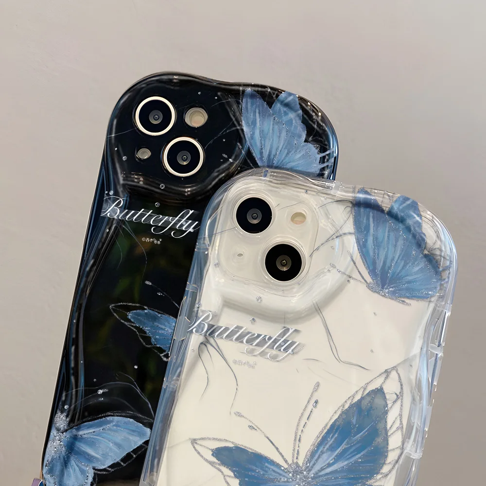 Funda A55 5G para Samsung A54 A53 A52 A35 A34 A32 A24 A23 A22 A14 A13 A05 S23 S22 S21 S20 FE S24 Ultra mariposa borde ondulado - imagen 5