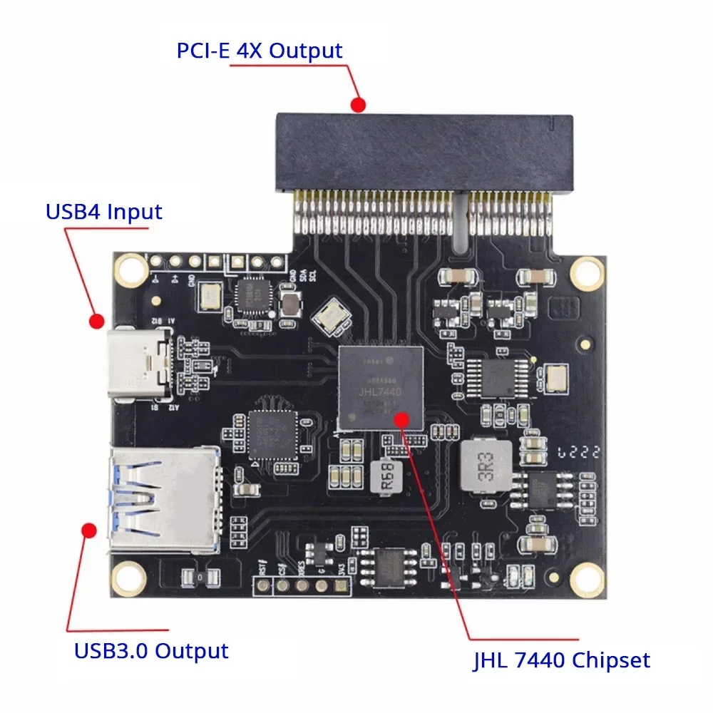 Thunderbolt4 a PCI-E 4X Estación de acoplamiento de gráficos externos Adaptador de núcleo USB4 40 Gbps USB4 a PCIE SSD 4x Compatible con Apple Ma - imagen 3