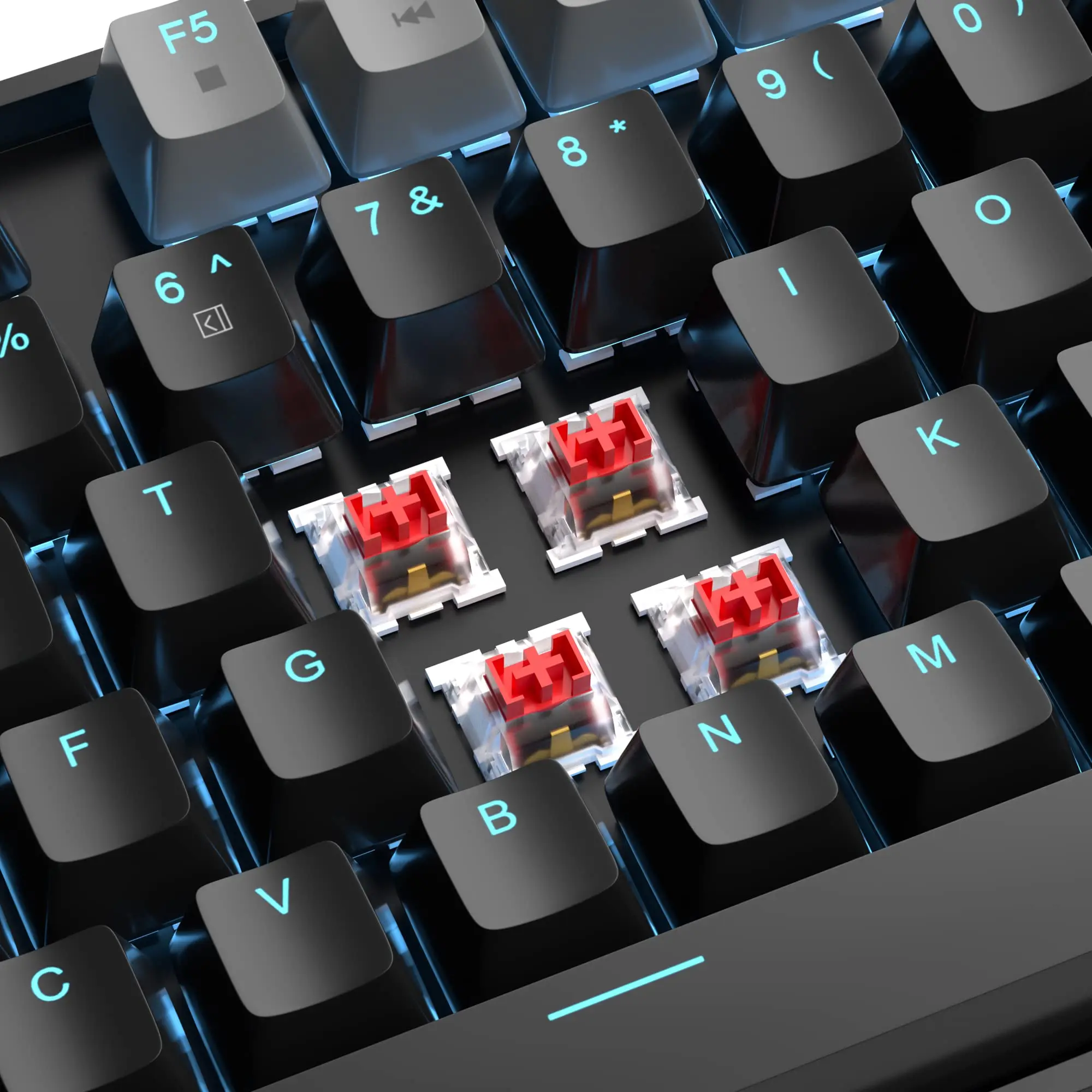 MageGee 75%-Teclado mecánico para juegos con interruptor azul/rojo, retroiluminado LED azul, 87 teclas, compacto, TKL, con cable, para PC con Windows - imagen 4