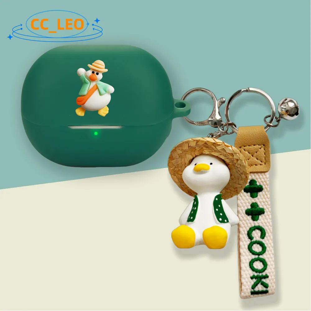 Funda blanda de silicona con dibujos animados para SoundPeats Air5 Pro, llavero con colgante de oso tostado, funda protectora SoundPeats Air5 Pro - imagen 4