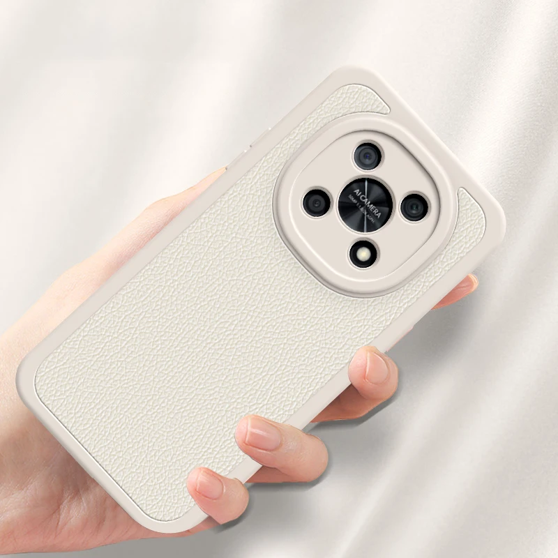 Funda trasera de lujo con patrón de lichi Peel para Huawei Nova, Y90, Y71, Y60, 4G, textura de piel de cordero, protección de lente a prueba de golpes, funda de teléfono suave - imagen 3