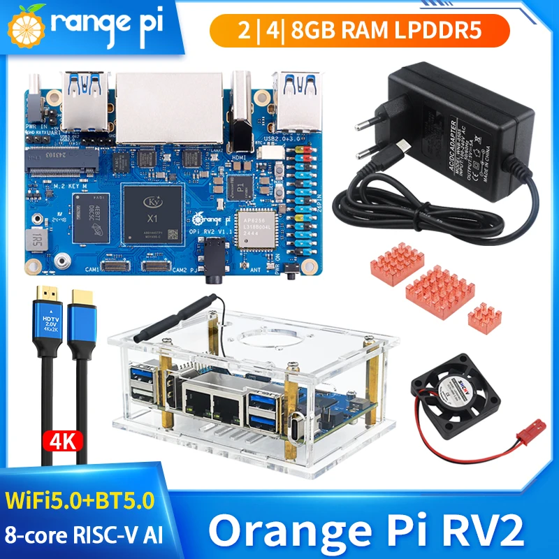 Orange Pi RV2 8-Core RISC-V 2TOPS AI CPU ordenador de placa única 2GB 4GB 8GB RAM LPDDR4 WiFi opcional BT5.0 M2 PCIE SSD Mini PC - imagen 2