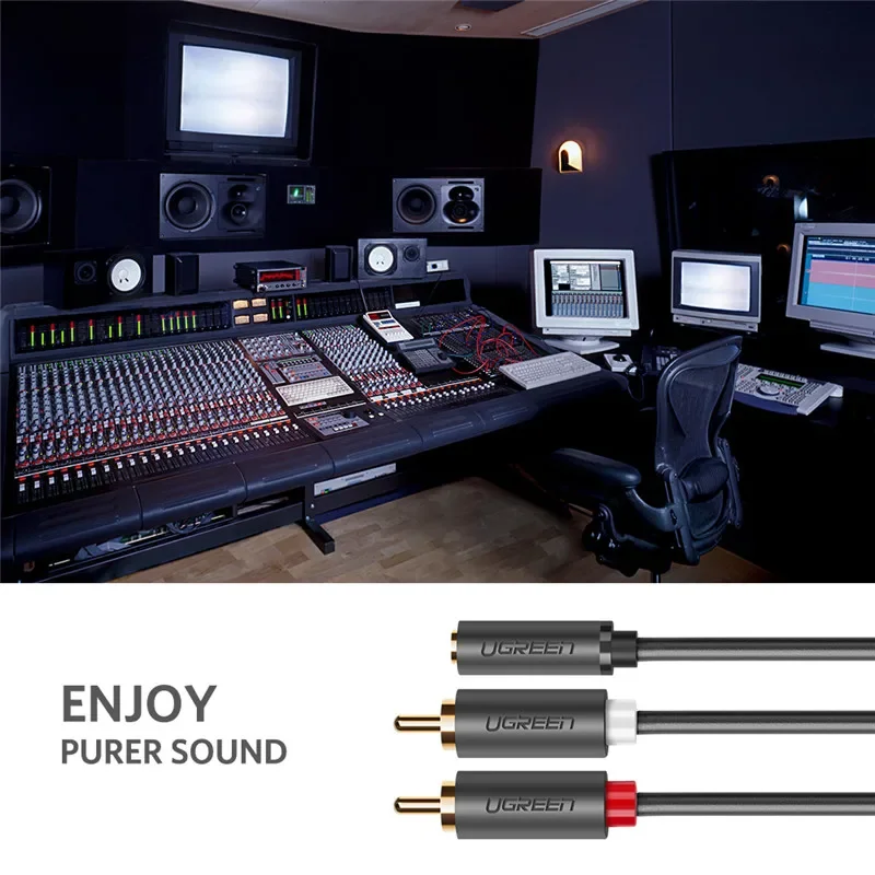 UGREEN-Cable RCA hembra de 3,5mm a 2 RCA macho, Adaptador Hi-Fi de Audio estéreo de sonido, divisor Y Dual blindado, Aux, RCA Y - imagen 5