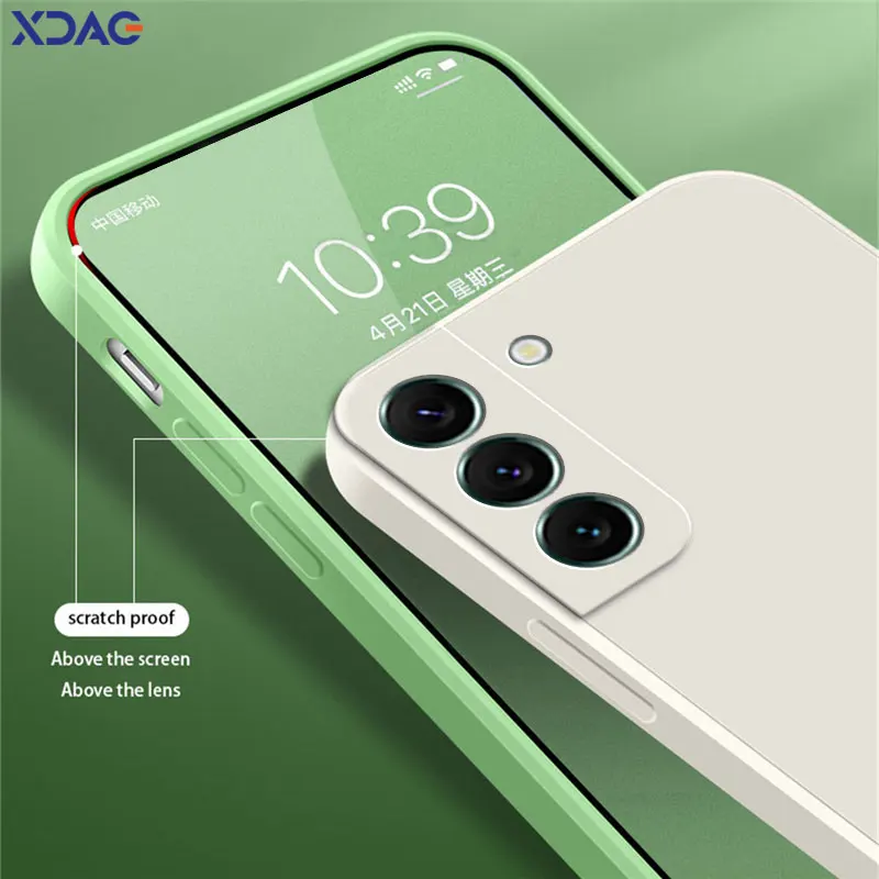 Funda de silicona líquida cuadrada Original para Samsung Galaxy S22 Plus Ultra 5G 360, fundas traseras a prueba de golpes SamsungS23 S23Plus S23Ultra - imagen 5